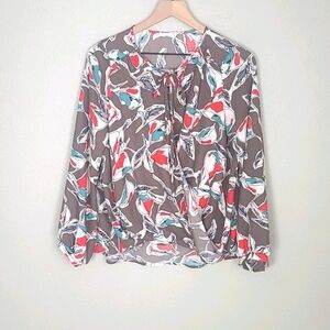 Lush Floral Surplice Wrap Longsleeve Top